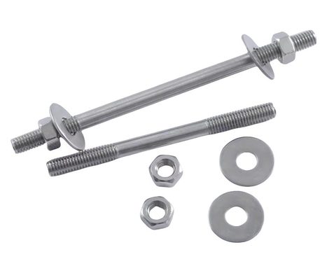 Dubbelkopbout Twee moeren Twee platte wasmachines en dubbel eind draad ZINK Afwerking 304 roestvrij staal Wandpiercing Schroef Set