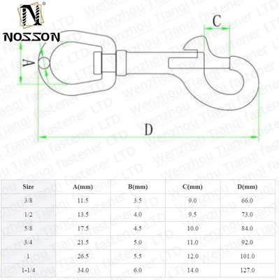 JIS-standaard AISI304/316 roestvrijstalen bout Snap Swivel Carabiner Hook voor honden lijn Webbing Diving m3 m4 m5 m6 m8 m10 m12 1/4 3/8 5/16