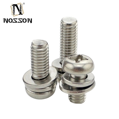Roestvrij staal SUS 304 316 316L Plain Finish Cross Recessed Pan Head Sems Schroef DIN7985 M3 M4 M5 met ISO-certificering
