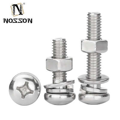 Roestvrij staal SUS 304 316 316L Plain Finish Cross Recessed Pan Head Sems Schroef DIN7985 M3 M4 M5 met ISO-certificering