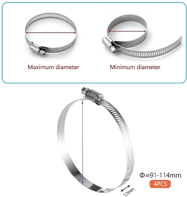 In-stock algemene doeleinden worm-drive klemmen voor stevige slang en buis verstelbare bereik 118-140mm metrisch meetsysteem