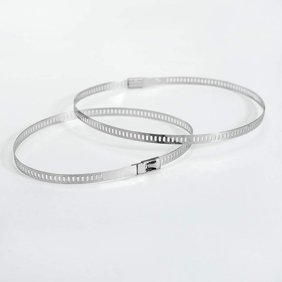 Warmtebestendige witte roestvrijstalen kabelbanden 304/316 Zelfvergrendelende metalen zipband met 100% QC-certificering