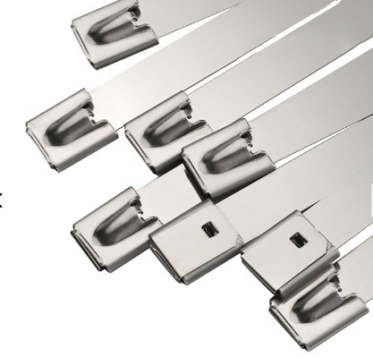 Industriële normen Witte roestvrijstalen kabel sluitend ritsband Breedte 7,9 mm voor draadbeveiliging en -organisatie
