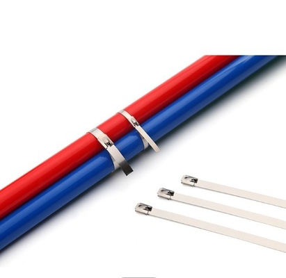 Industriële normen Witte roestvrijstalen kabel sluitend ritsband Breedte 7,9 mm voor draadbeveiliging en -organisatie
