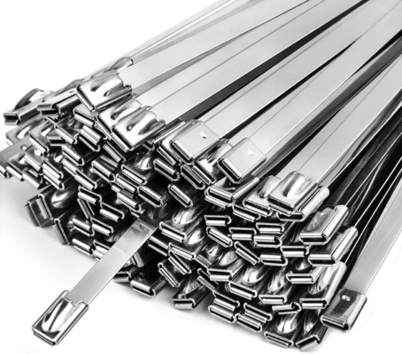 Instock PVC bedekt SS304/316/201 Heavy Duty Clamp Zelf roestvrij staal kabelband met plastic gespoten bal metaal 100PCS
