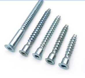 Metrische stalen DIN-standaard bevestigingsschroef 6.3x50 voor kastenverbinding Flat Head Drive Metrische zeshoekige houten meubels