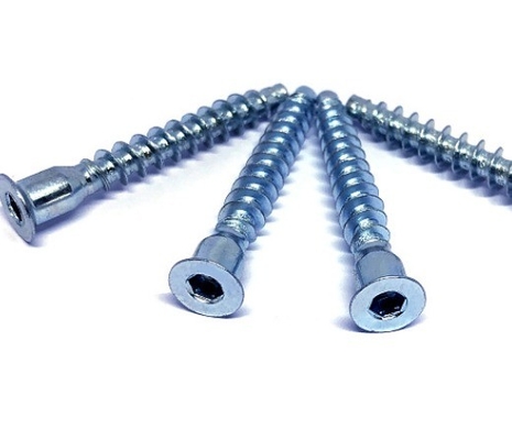 Metrische stalen DIN-standaard bevestigingsschroef 6.3x50 voor kastenverbinding Flat Head Drive Metrische zeshoekige houten meubels
