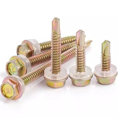 GB standaard roestvrij staal Hex hoofd Patta zelfboren plaat Metalen dak schroef met rubber wasmachine Plain Finish INCH metingsysteem
