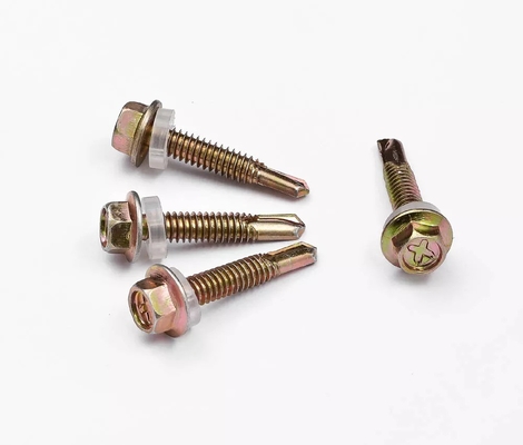 GB standaard roestvrij staal Hex hoofd Patta zelfboren plaat Metalen dak schroef met rubber wasmachine Plain Finish INCH metingsysteem