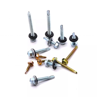 GB standaard roestvrij staal Hex hoofd Patta zelfboren plaat Metalen dak schroef met rubber wasmachine Plain Finish INCH metingsysteem