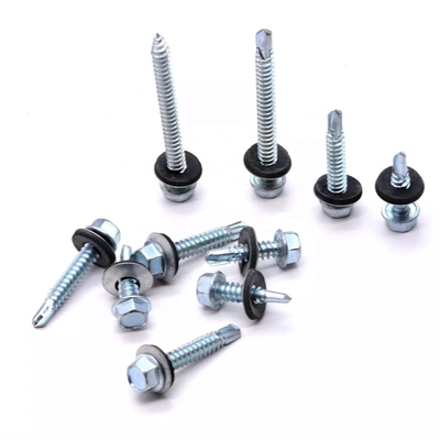 GB standaard roestvrij staal Hex hoofd Patta zelfboren plaat Metalen dak schroef met rubber wasmachine Plain Finish INCH metingsysteem