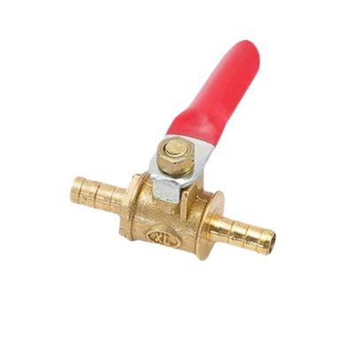Watervoorziening 180 graden Operatie Handle Ronde Pipe Messing Ball Valve Off Valve Schakelaar met 6mm slang Barb Connector