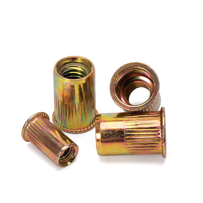 Voedsel en dranken DIN Standard Zinkgeplatte stalen rivet Platkop Gegooid rivet Inbreng Nutsert Knurled Cap Nuts voor industrieel gebruik