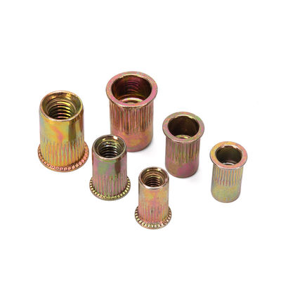 Voedsel en dranken DIN Standard Zinkgeplatte stalen rivet Platkop Gegooid rivet Inbreng Nutsert Knurled Cap Nuts voor industrieel gebruik