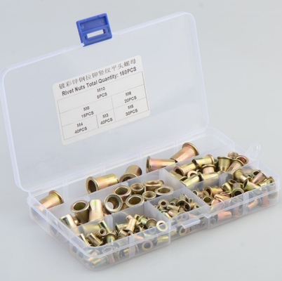 17*10*2.3 Titanium Cross Border Carbon Steel Kleur Plated Zink Verticale Graan Flat Head Rivet Nut Combination Set 150pcs