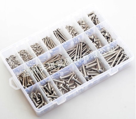 17*10*2.3 Schroefnoot combinatie set 380pcs roestvrij staal 304 din7981 kruis pan kop / ronde kop zelf tap m3m4m5 assortiment kit