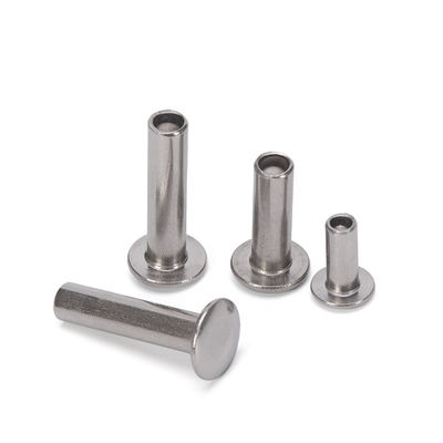 Onbekleed helder afgewerkte halftubulaire holle klinker van roestvrij staal met op maat gemaakte platte kop en DIN-standaard in M2.5-M6.3