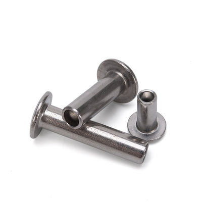 Onbekleed helder afgewerkte halftubulaire holle klinker van roestvrij staal met op maat gemaakte platte kop en DIN-standaard in M2.5-M6.3