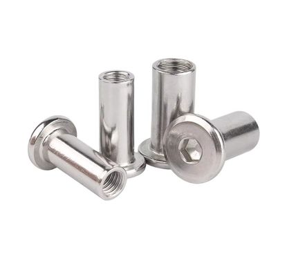 DIN Standard roestvrij staal Hex Socket Flat Head Sleeve Barrel Nut Met Ronde Hoofd Meubelnoot M2 M3 M4 M5 M6 M8 M10