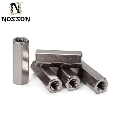 Steenloos staal voor mijnbouw 201/304/316 Hexagonale verbindingsdraad M4 M5 M6 M16 Lange hex-koppelnootjes DIN6334 3/8&quot;-16 x 1-1/8