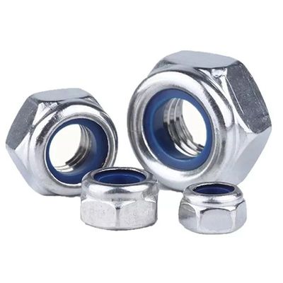 Gegalvaniseerde Nylon Insert Hex Self Lock Nut DIN985 DIN982 4.8 8.8 10.9 12.9 Blauw-wit Waxed voor de detailhandel