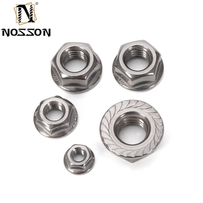 Metrisch meetsysteem DIN6923 SS304 SS316 Standaard M6 M7 M8 M10 Grote gezweefde hexflensmoeren voor de algemene industrie
