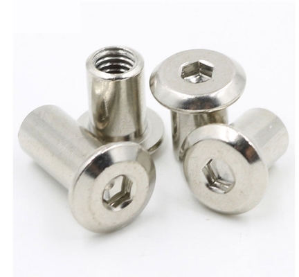 ANSI/ASME-standaard M3 M4 M5 M6 M8 M10 M12 1/4 3/8 5/16 koolstofstaal platte ronde kop hexnoot voor meubelvatnoot