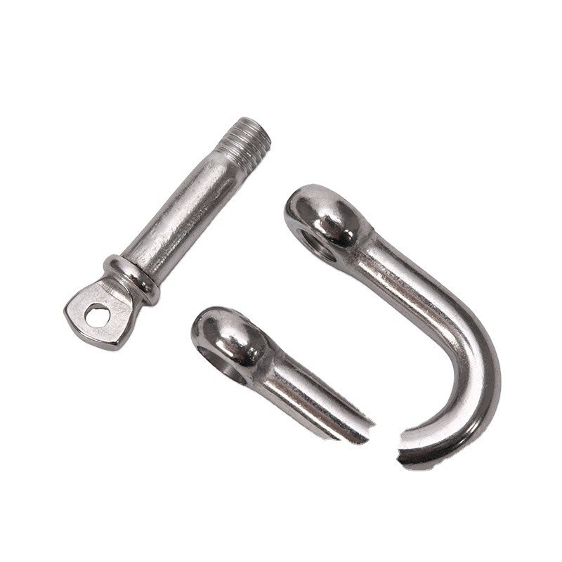 Gepolijste zilveren D-gordel voor zware toepassingen in roestvrij staal 304/316 M4-M16 met afwerking en schroefkraagspeld