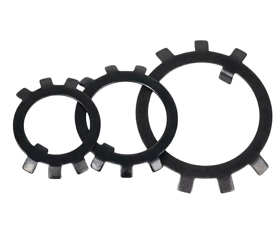 Zwarte zinkgeplatte stalen ronde moerhouder zes klauwen anti-verlies terugtrekking platte wasmachine voor de algemene industrie DIN Standard 300