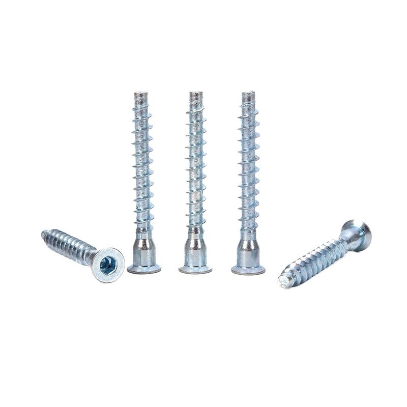 Metrische stalen DIN-standaard bevestigingsschroef 6.3x50 voor kastenverbinding Flat Head Drive Metrische zeshoekige houten meubels