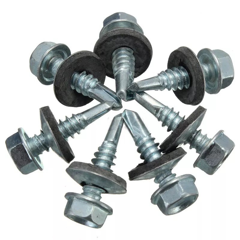 GB standaard roestvrij staal Hex hoofd Patta zelfboren plaat Metalen dak schroef met rubber wasmachine Plain Finish INCH metingsysteem