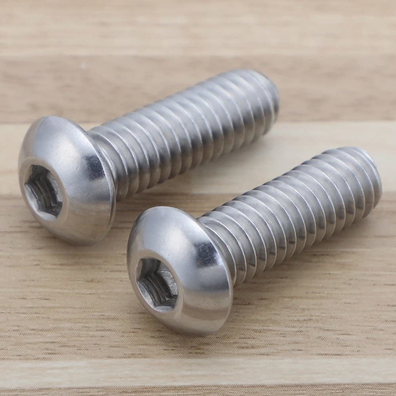 1/4-20 x 1/2 inch knopkop stopcontact bouten 18-8 roestvrij staal 304 Plain Finish Full Thread Allen Hex Drive Pan Head