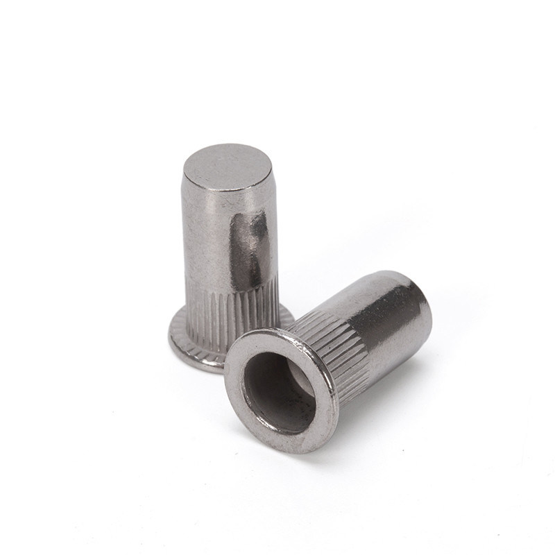 Plain Finish Close End Flat Head Knurled Rivet Nut M8 M10 voor zware industrie en corrosiebestendig SS304 materiaal