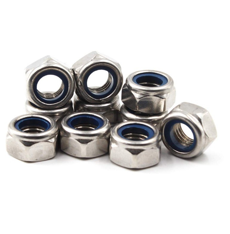 304 roestvrij staal metric hex slotnoot M5 Nylon insert voor DIN Standard en Imperial Inch Measurement System