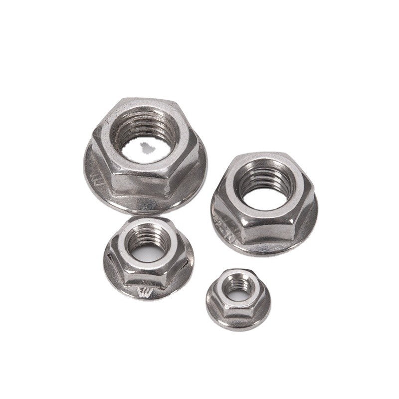 ZINKGELD 304 roestvrij staal Hexagon Flange Nut M3 M4 M5 M6 M8 M10 M12 M16 M20 Pinking Slip Locking Lock Nuts in en DIN Standard