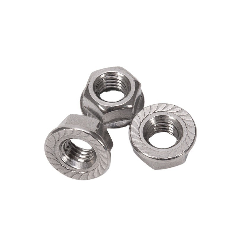 Metrisch meetsysteem DIN6923 SS304 SS316 Standaard M6 M7 M8 M10 Grote gezweefde hexflensmoeren voor de algemene industrie