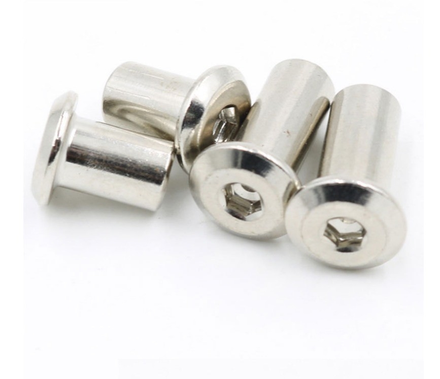 ANSI/ASME-standaard M3 M4 M5 M6 M8 M10 M12 1/4 3/8 5/16 koolstofstaal platte ronde kop hexnoot voor meubelvatnoot